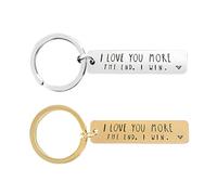 ZEACCT 2 Pezzi Portachiavi per Coppie, Ti Amo di Più Alla Fine Vinco Metallo Portachiavi, Portachiavi di Acciaio Inossidabile, Adatto per Borsa, Telefono, Decorazione(Argento+Oro)