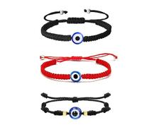 ZEACCT 3 Pezzi Braccialetto Malocchio, Braccialetto Kabbalah Intrecciato, Braccialetto Contro il Malocchio, Bracciale Amicizia, Bracciale di Protezione Kabbalah per Uomo Donna