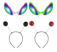 ZEACCT 4 pezzi Alieno Sole con Lenti Arcobaleno, Occhiali Alieni, Occhiali da Sole Fascia Aliena, Fascia Aliena per Donne Adulte, Novità Fascia Antenna Aliena, per Accessori per Costumi di Halloween