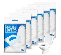 ZEACCT 60 Pezzi Copriwater USA e Getta Igienici/Coprivater USA w Getta, Copertura Igienica Monouso per WC Copriwater di Carta monouso.Copri WC USA e Getta Biodegradabili per Adulti e Bambini