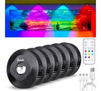 Zeadio Luci da Armadio LED con telecomando, illuminazione da incasso ricaricabile con pulsante a pressione e pulsante dimmerabile per soggiorno, camera da letto, dispensa, ecc(Confezione da 6)