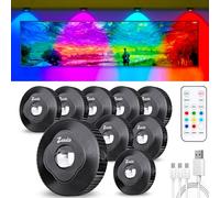 Zeadio luci da armadio LED con telecomando, illuminazione da incasso ricaricabile con pulsante a pressione e pulsante dimmerabile per soggiorno, camera da letto, dispensa, ecc(Confezione da 9)