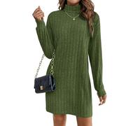 Zeagoo Abito da donna con scollo a rollò, maglione a maniche lunghe, in maglia a costine, pullover, caldo e accogliente, abito d'autunno e invernale, elegante, aderente, abito da donna alla moda