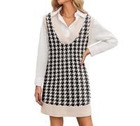 Zeagoo Abito in maglia da donna, senza maniche, con scollo a V, elegante, da indossare sopra una camicia, outfit per autunno e inverno, morbido, abbigliamento a strati, M