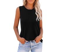 Zeagoo Canotta da Donna Girocollo Estivo Tank Top Nero Senza Maniche Casual Canottiere, L
