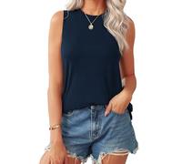 Zeagoo Canottiera Donna Girocollo Blu Navy Tank Top Senza Maniche Canotta Basic Estivo, L