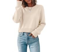 Zeagoo Maglione Donna Maniche Lunghe Invernale Girocollo Pullover Corto | Maglione Crop Elegante, Pullover Maniche Raglan, Maglia Tinta Unita, Outfit Diario Versatile, XS-XL