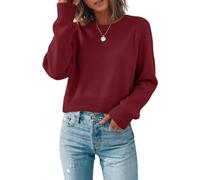 Zeagoo Maglione Donna Maniche Lunghe Invernale Girocollo Pullover Corto | Maglione Crop Elegante, Pullover Maniche Raglan, Maglia Tinta Unita, Outfit Diario Versatile, XS-XL