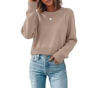 Zeagoo Maglione Donna Maniche Lunghe Invernale Girocollo Pullover Corto | Maglione Crop Elegante, Pullover Maniche Raglan, Maglia Tinta Unita, Outfit Diario Versatile, XS-XL