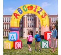 ZeahVeyora Arco gonfiabile per il rientro a scuola da 3 m, con luci a LED, ABC 123 a matita, per scuola materna, laurea, decorazioni per il primo giorno di scuola, feste, esterni, prato, cortile