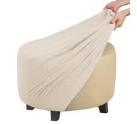 ZEaink Copri Pouf Rotondo Elasticizzato Fodera per Ottomana Copertura Dell'Ottomano Jacquard Copri Poggiapiedi Ottomano Pouf Rotondo Copertura per Poggiapiedi (Color : #15, Size : 50x50x40cm)