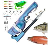 Zealburst EasyFish Folding Rod, 2026 New Easyfish Folding Rod with 21 Pcs Bait Set and 80m Fishing Line, Collapsible Telescopic Design for Fishing (Blue 2,with 21 Piece Set)