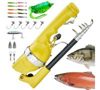 Zealburst EasyFish Folding Rod, 2026 New Easyfish Folding Rod with 21 Pcs Bait Set and 80m Fishing Line, Collapsible Telescopic Design for Fishing (Yellow,with 21 Piece Set)
