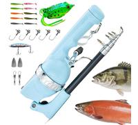 Zealburst EasyFish Folding Rod, 2026 New Easyfish Folding Rod with 21 Pcs Bait Set and 80m Fishing Line, Collapsible Telescopic Design for Fishing (Blue 1,with 21 Piece Set)
