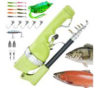 Zealburst EasyFish Folding Rod, 2026 New Easyfish Folding Rod with 21 Pcs Bait Set and 80m Fishing Line, Collapsible Telescopic Design for Fishing (Green,with 21 Piece Set)