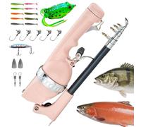 Zealburst EasyFish Folding Rod, 2026 New Easyfish Folding Rod with 21 Pcs Bait Set and 80m Fishing Line, Collapsible Telescopic Design for Fishing (Pink,with 21 Piece Set)