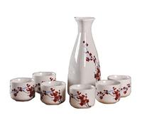 ZEALMAX Set di 7 tazze da sake e set di brocche per sake, arte del vino e del tè, A