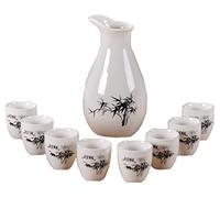 ZEALMAX Set di 9 bicchieri da sake e caraffe in stile giapponese per godersi il vino e il tè, A