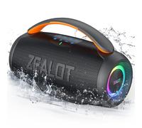 ZEALOT Altoparlante Bluetooth con Luce LED,Suono Stereo,Bluetooth 5.3,Impermeabile IPX6,funzione USB/Micro SD Card/AUX,nero