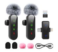 ZealSound M19 - Microfono Lavalier wireless per iPhone/Android/PC/iPad, ultra leggero, con Auto Pairing, Echo, funzione mute per registrazioni video, streaming, Vlogging, TikTok, YouTube, Podcast