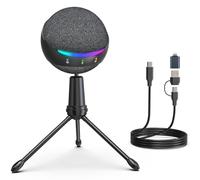 zealsound Microfono Gaming per PC Microfono a condensatore per *Phone/Android ASMR Zoom YouTube Twitch Streaming video Riduzione del rumore Touch Mute Echo Microfono USB per MAC Windows P9 Nero