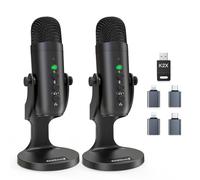 zealsound Microfono USB wireless 2 in 1 per interviste podcast, streaming dual-live, registrazioni, co-commenti di gioco, YuTuber, Dual 2.4 GHz, microfono wireless Plug & Play per PC, cellulare