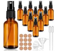 Zeawavsl Flaconi spray vuoti in vetro 30 ml Set di 10 flaconi spray piccoli in vetro marrone con imbuto e contagocce, flaconi spray atomizzatori portatili per oli essenziali, profumi e viaggi