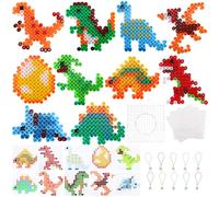 Zeawavsl Perline Da Stirare, 1000 Pezzi xl Plug -In Perline con Piastre Set di Dino Per Bambini da 3 Anni, 10 Modello e 3 Carta da Stiro, Set di Perle Creative