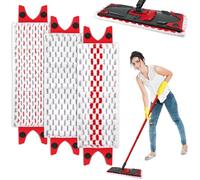 Zeawavsl Set Di Panni Di Ricambio Per Mocio Per Pavimenti Vileda Da 3 Pezzi, Rivestimento In Fibra Di Alta Qualità, Rosso, Compatibile Con La Maggior Parte Delle Gamme Di Mocio Per Pavimenti