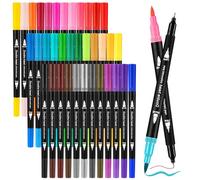 Zeawavsl Set Pennarelli Con Doppia Punta, Penne A Pennello Da 36 Colori Con Due Punte, Pennarelli Spessi E Sottili, Per Bullet Journal, Scritte A Mano, Calligrafia Manga (36)