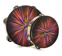 ZEAYEA Confezione da 2 tamburelli radianti, 20,3 cm, 25,4 cm, a doppia fila, per bambini e adulti, chiesa, tamburelli a mano, strumento musicale educativo per giochi, feste