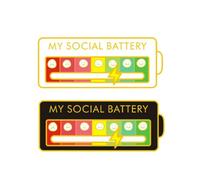 Zeayebsr 2pcs My Social Battery Pin, Spilla Divertente per l'umore Sociale per 7 Giorni, Spille per Batteria Sociale, Spille Divertenti, Gioielli, Decorazione, Spilla,Social Battery Pin