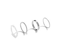 Zeayebsr 4 Pezzi Anello Donna Acciaio Inossidabile Sottile Nocche Anello Midi Twist Anello Pianura Impilabile Argento Minimalista Pollice Band Anello Set per Donne Ragazze