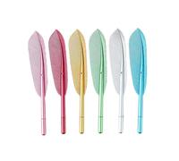 Zeayebsr 6 Penne a Sfera con Piume Cute Feather Pen Gel Metal novità Feather Pattern Thin Stick Ballpoint Pen Girls Ladies Office School Inchiostro Nero Punta fine 0,5mm,bolígrafos de gel vintage