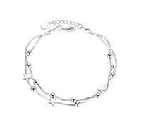Zeayebsr bracciale donna,2 in 1 Bracciale Donna Argento 925 Catena Stella Braccialetto, Tre Vite Tre Mondi, Bracciali Amicizia, Gioielli, Regolabile, Regalo Mamma Amica Compleanno,regalo donna