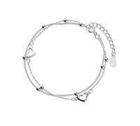 Zeayebsr bracciale donna，bracciale donna argento 925，2 in 1 Bracciale Donna Argento 925 Catena Amore Braccialetto, Tre Vite Tre Mondi, Bracciali Amicizia Regolabile, Regalo Mamma Amica Compleanno