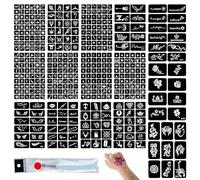 Zeaying 15 Pezzi Tatuaggi Temporanei Stencils, Stencil per tatuaggi forma riutilizzabili, Stencil per tatuaggi per bambini e adulti, Glitter Corpo Tatuaggio Stencil Per Face Paint Body Art Tattoo Sten