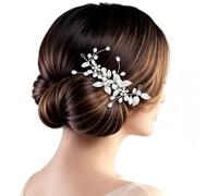Zeaying Brateuanoii Accessori Capelli Sposa Argento, Ornamenti per Capelli di Strass Nuziali, Perla Decorazioni Capelli Sposa Fiore Vite, Accessorio per Capelli da Sposa in Cristallo per Donne Ragazze