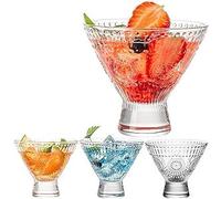 ZEBAN Set di 4 bicchieri da cocktail vintage per gelato, 226,8 g, in cristallo, con base pesante, per Martini, cocktail, Margarita, Cosmopolitan, Pisco Sour, Brandy, Manhattan