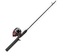 Zebco 202 Spincast Mulinello e Canna da Pesca Combo, 1,5 m 15,2 cm, 2 pezzi canna da pesca, misura 30, recupero mano destra, pre-bobinata con lenza Cajun da 4,5 kg, nero/rosso