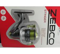 Zebco Stinger - Mulinello da pesca a spinning, misura 10, intercambiabile per destrimani o sinistri, rapporto di trasmissione 4,3:1, ingranaggi interamente in metallo, pre-bobinato con lenza Zebco da