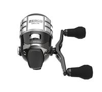Zebco Delta Spincast - Mulinello da pesca, misura 20, intercambiabile, per destrorsi o mancini, con due perni in ceramica, pre-bobinato con lenza da 2,7 kg, pronto per treccia, grigio freddo