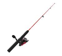 Zebco Dock Demon,Mulinello da pesca e canna da pesca, 76.2 cm, 1 pezzo in fibra di vetro, manico in EVA per canna da pesca, misura 10, pre-bobinato con linea Zebco da 2.7 kg, colore: rosso