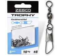 Zebco - Moschettone di alta qualità Trophy, accessorio per la pesca di piccole parti, diverse dimensioni: 4 L: 48 mm, 16 kg/8 pezzi