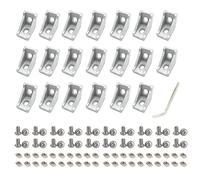 Zeberoxyz 20PCS 2028 Staffa ad angolo retto argento con viti 20Series 2 fori staffe in alluminio per slot 6mm alluminio estrusione profilo accessori (20pcs argento con dado)