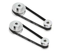 Zeberoxyz Set di 2 pezzi GT2 ruota sincrona 20 e 40 denti 5 mm foro puleggia dentata in alluminio con 2 pezzi lunghezza 200 mm larghezza 6 mm cinghia (20-40T-5B-6)