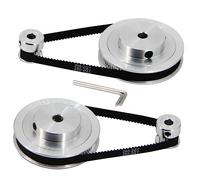 Zeberoxyz Set di 2 ruote sincrone GT2, 20 e 80 denti, 6 mm, puleggia dentata in alluminio, con 2 pezzi, lunghezza 250 mm, larghezza 6 mm, cinghia (20-80T-6B-6)