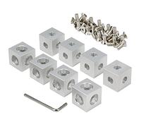 Zeberoxyz - Set di 8 cubi con 24 viti M5 per slot serie 2020, 6 mm, in alluminio, per profili di estrusione (8 pezzi ad angolo quadrato-argento)
