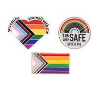 ZEBKEL 3 Pezzi Spille Arcobaleno Pride, Spilla Barbour LGBT per Vestiti e Borse, Pins Smaltate "You Are Safe With Me", Distintivi Inclusività e Amore, Gadget per Eventi e Manifestazioni