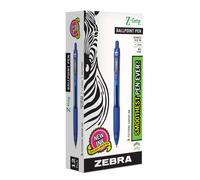 Zebra 22220 Z-Grip Retractable Ballpoint Pen Blue Ink Medium Dozen